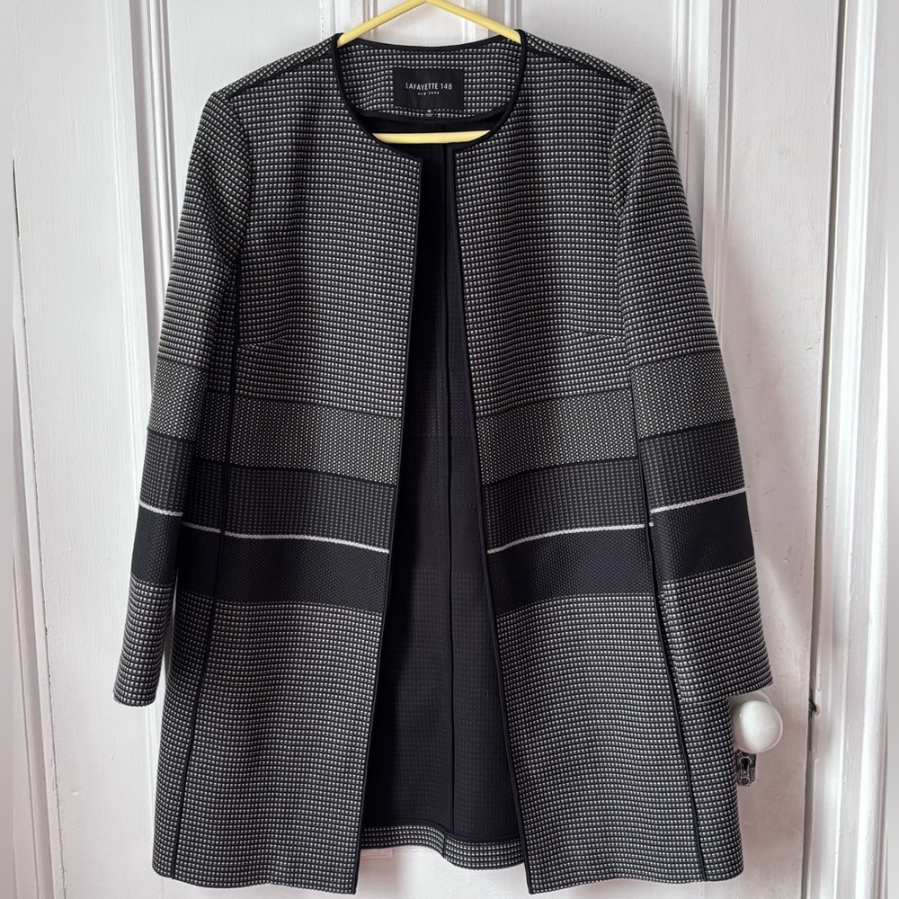 Women’s Lafayette 148 New York Open Face Jacket Black /Grey Size 10